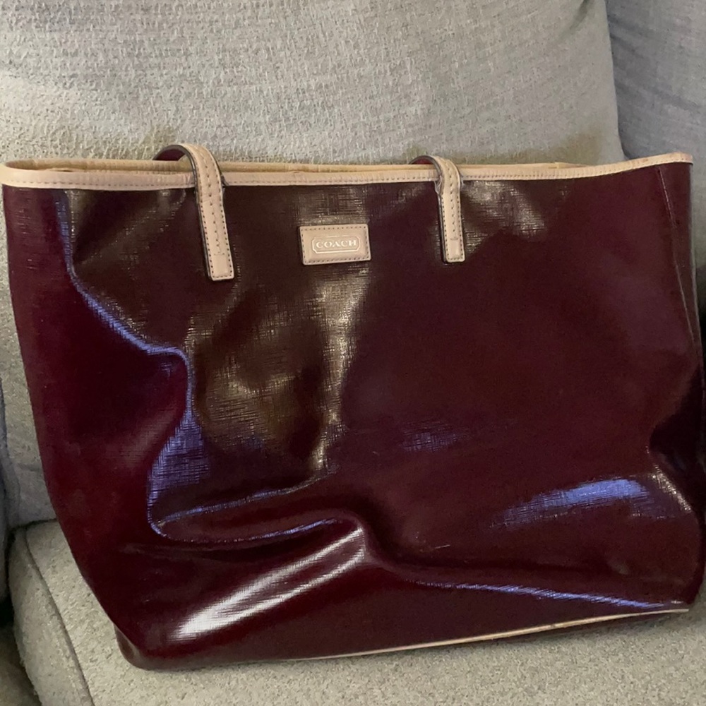Large maroon Coach tote